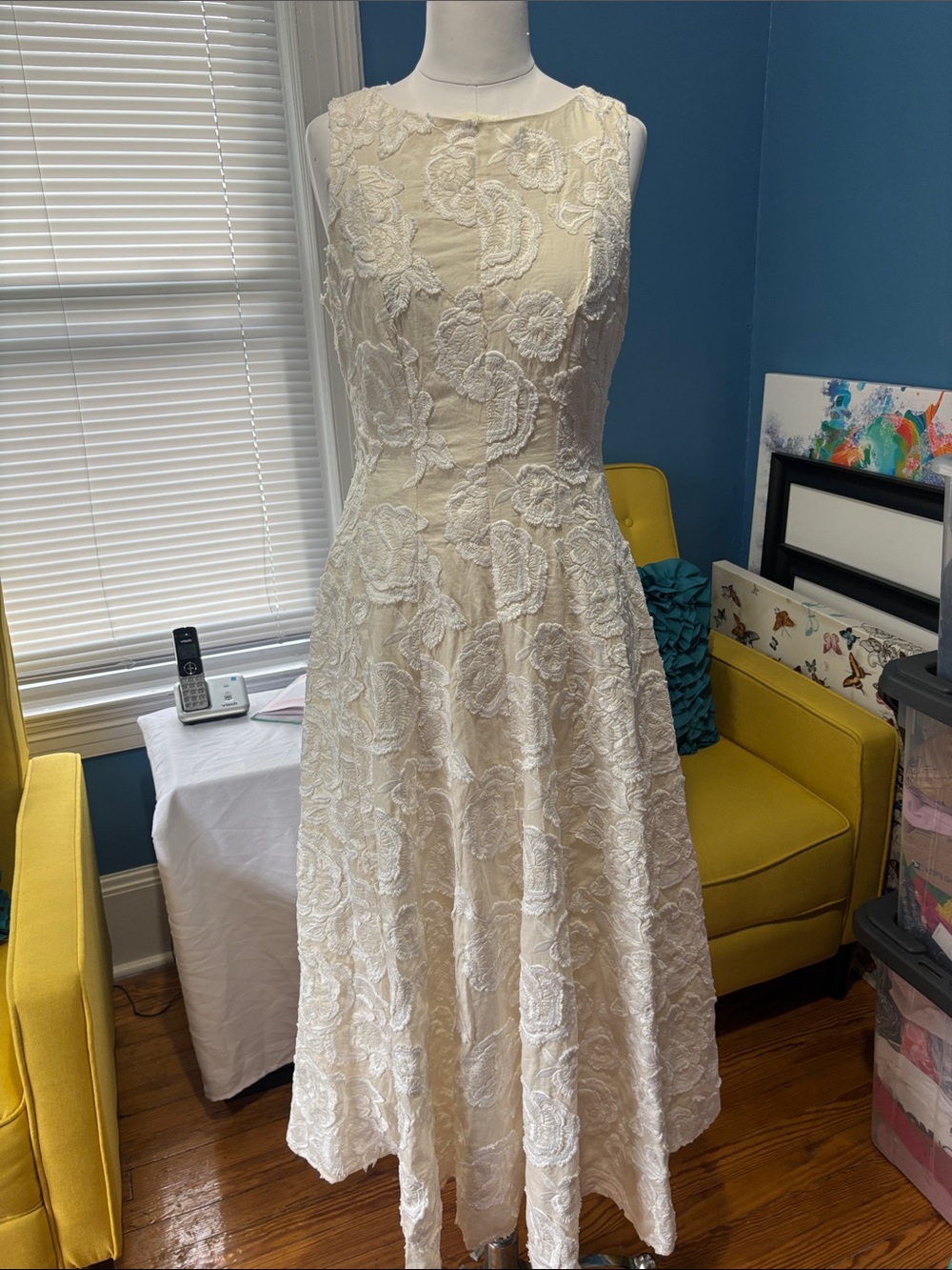 Endless Rose Ivory Lace A-Line Midi Dress